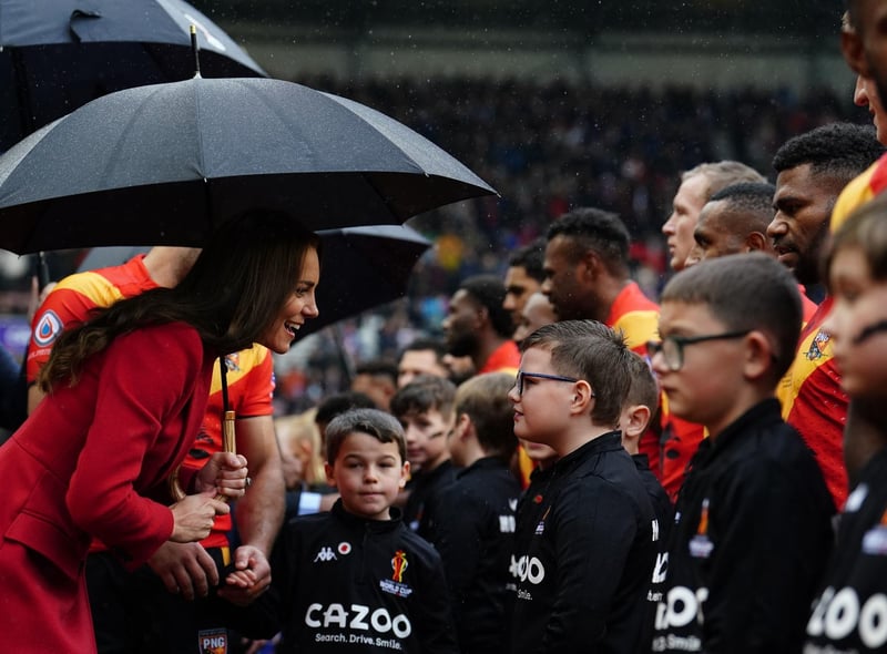 The Princess of Wales meeting the mascots