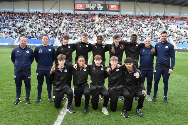 Wigan Athletic's new batch of Under-18s are presented to the DW Stadium at the weekend