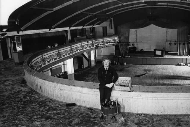Northern Soul DJ Russ Winstanley in Wigan Casino just prior to demolition in 1982.