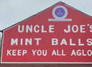 The royal goodwill message on the gable end of the William Santus factory in Dorning Street