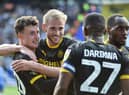 Nathan Broadhead takes the congratulations after his winning goal at Birmingham