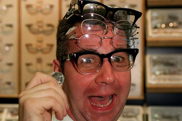 Vision Express at the Galleries in Wigan's Town Centre are ready to MOT any pair of glasses for just 50p to raise funds for Children In Need during National Eye Week. Pictured is General Manager Donald Somerville.