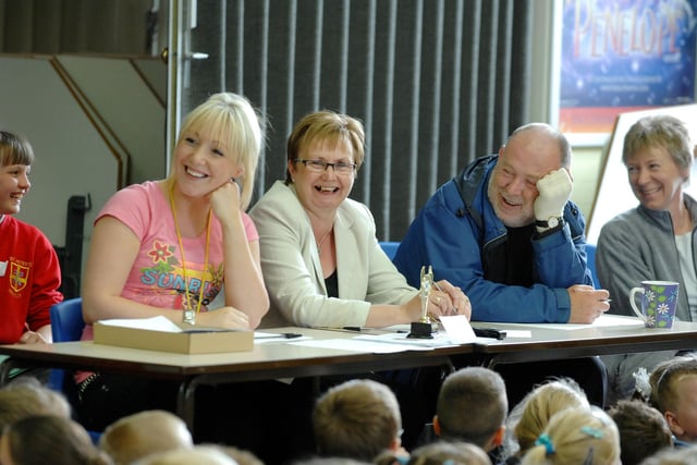 2008 - Judges singer Lauren Waterworth, chair of governors Sheila Davidson and vicar Rev Stephen Mather are tickled by comperes Ant and Dec, alias Ben, left, and Ryan, at the 'St Peter's Got Talent' contest final at St Peter's CE Primary School, Hindley, during music week.