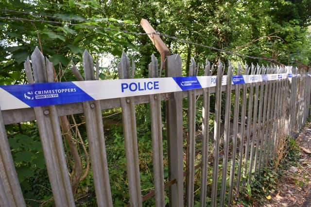 The police cordon on the fence at Dawber Delph quarry in Appley Bridge after the death of a 16-year-old boy on Saturday