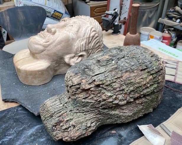 Some parts of the tower are beyond salvage like this carved head which has had to be reimagined