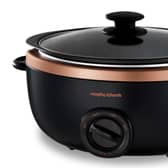 The Morphy Richards Sear & Stew Slow Cooker comes in various colours, including this rose gold accented version