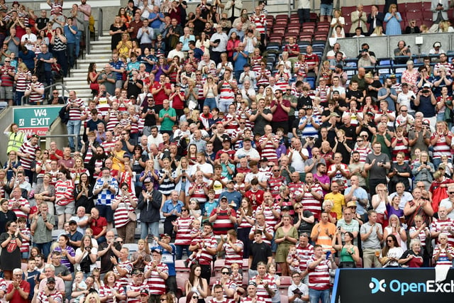 Wigan Warriors fans at the DW Stadium for the Challenge Cup quarter-final tie against Warrington Wolves.