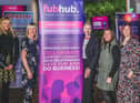 FUBHUB members Jackie Salt, from ATTAIN Digital Marketing, Sue France, from Sue France Consultancy, Caeryn Collins, from Impressions Uniform, Anne Hurcombe, from Wigan Pier Promotions, and Michelle Charnock, of Michelle Charnock Photographer