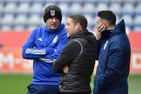 Leam Richardson, with former Latics colleagues Paul Cook and Gary Roberts