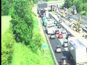 The M56 is closed eastbound, between junction 7 (Altrincham) and junction 6 (Hale), and is expected to stay closed "for some time"