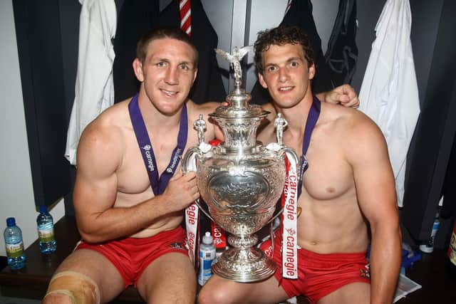 Ryan Hoffman with Sean O'Loughlin after the 2011 Challenge Cup final