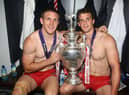 Ryan Hoffman with Sean O'Loughlin after the 2011 Challenge Cup final