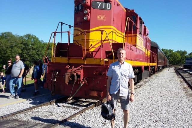 Author and railways' enthusiast Chris Coates enjoying some Transatlantic train spotting.
