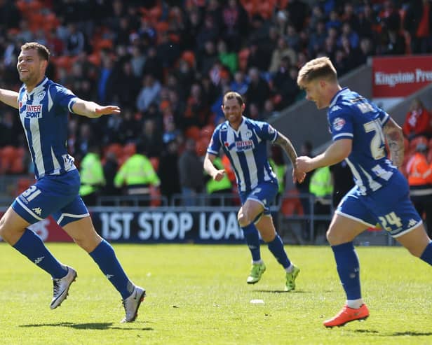 Yanic Wildschut scores at Blackpool to help seal promotion for Latics in 2015-16