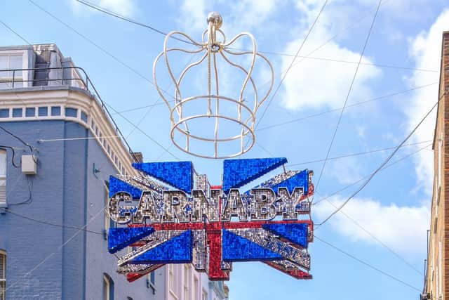 One of the recent art installations in Carnaby marking the Queen's Platinum Jubilee. Image: Sister London