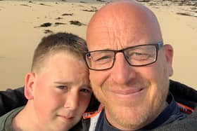 Rob Adams, 51, from Orrell, pictured with son Jacob, 12, who has a range of complex medical needs requiring a minibus to take him to and from the school he attends