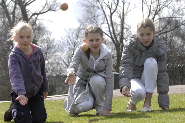Youngsters in the centre of Wigan took part in Easter activities in Mesnes Park over the Bank Holiday Weekend.
Pictured at the Egg Rolling are LtR: Grace, Nicole and Leah