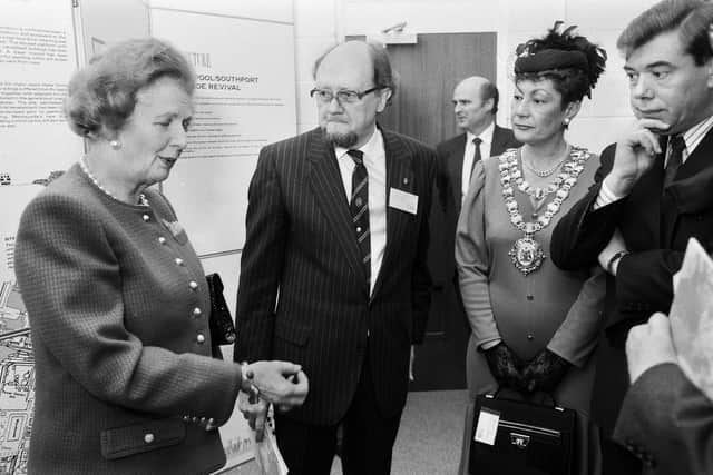Coun Bennett meets another strong woman, albeit of a decidedly different political hue: Margaret Thatcher (pictured with Tidy Britain Group director general Prof Graham Ashworth and the then environment minister David Trippier, at Trencherfield Mill in January 1990)