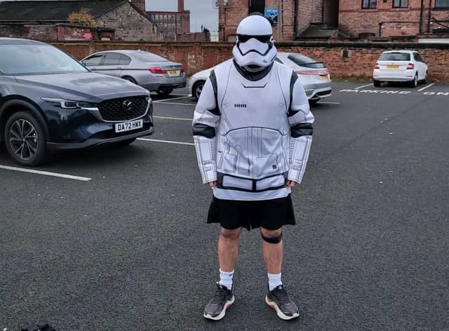 One of his runs was completed dressed as a Stormtrooper