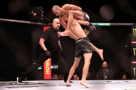 Muhammad Mokaev gets airborne on the way to a stunning victory over Cody Durden inside a minute