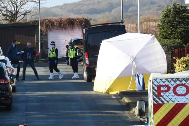 Police continued to work on Kilburn Drive, Shevington, on Friday afternoon