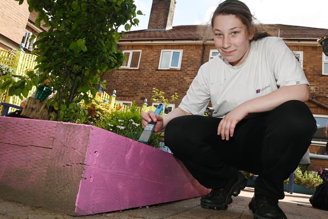 Tegan, 15, one of a group of pupils who worked on the garden.
