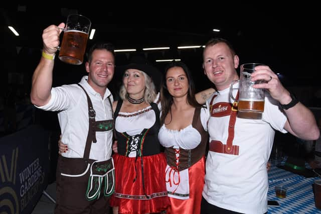 Enjoying the atmosphere at Oktoberfest at the Winter Gardens on Saturday