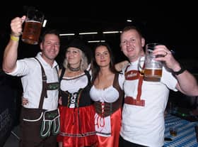 Enjoying the atmosphere at Oktoberfest at the Winter Gardens on Saturday
