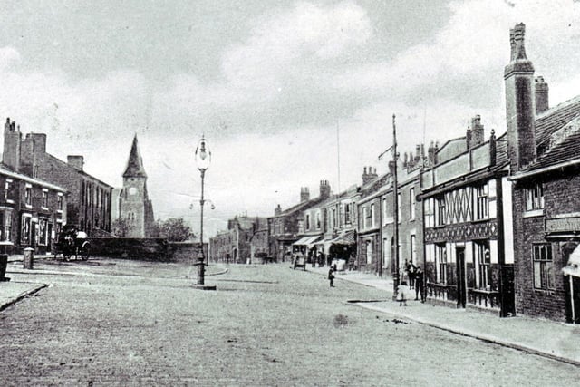 Pemberton in the early 1900s with a view looking from White Street across Ormskirk Road and into Fleet Street.   
