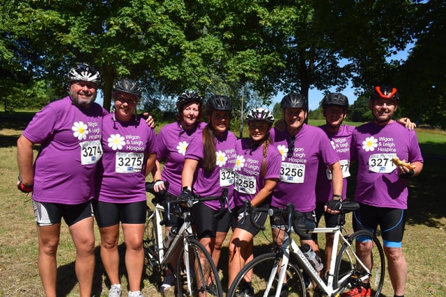 The Big Boned Bikers: Andrew Haslam, Kerry Haslam, Kate Menguy, Becky McLorie, Anneke Menguy, Paul Menguy, Mark Heap and Mark Hamilton