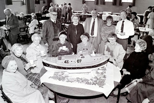 Retro 1986 - A coffee morning at Queens Hall Market Street Wigan to raise funds for the RNLI