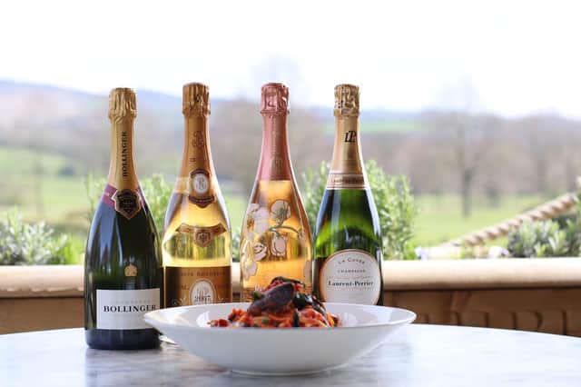 Views from the Champagne & Seafood Terrace are outstanding and there's a good choice of fizz too. Image: Devonshire Hotels