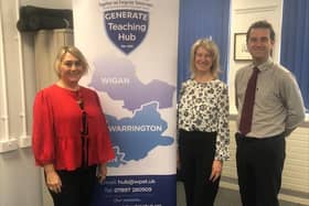 Generate Teaching Hub’s new look team (from left): Deborah Sharples (Head of Teaching Hub), Linda Humphries (Teacher Training Manager) and Bernard Clarke (Director of Strategy and Development at Warrington Primary Academy Trust).
