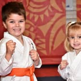 William Baldwin, six, and three-year-old Dolly Littler at the Tokon Taiki Martial Arts fun day
