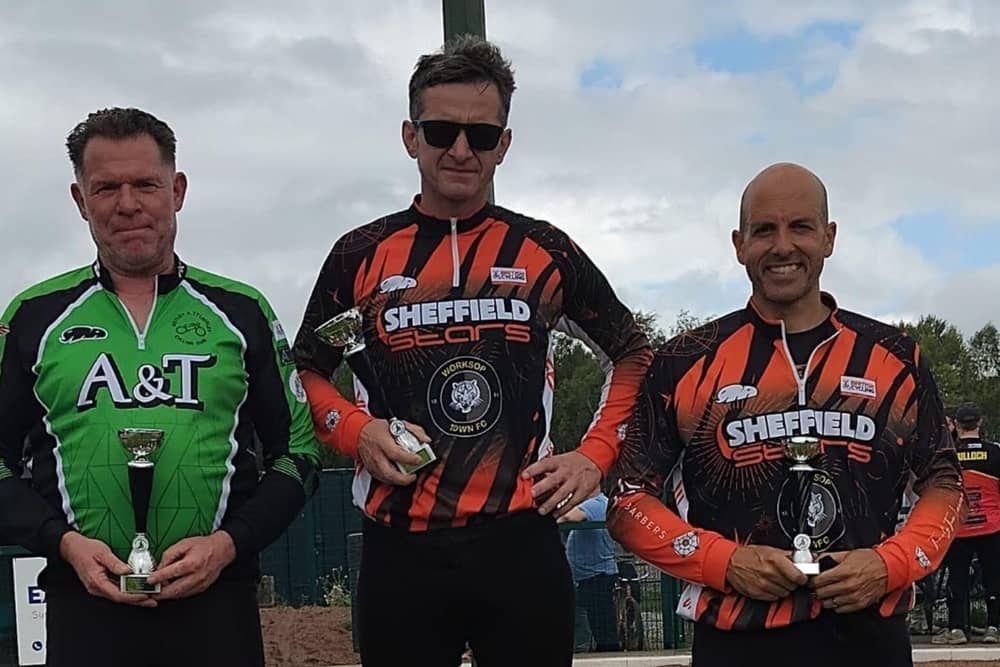The North & Scotland Individual Championships' Over-40s podium at Gin Pit