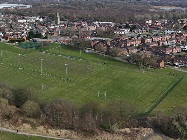 Brian King took this photograph showing the new fencing around Wigan St Jude's ARLFC