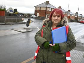 WIGAN - 01-03-23 Councillor Debbie Parkinson has started a petition and campaigning to get a crossing near St Marie's primary school, Avondale Street, Standish - there has been a few incidents and would like plans to make the roads near the school safer for pedestrians.