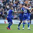 Joe Gelhardt celebrates scoring his first senior goal for Latics at Hull