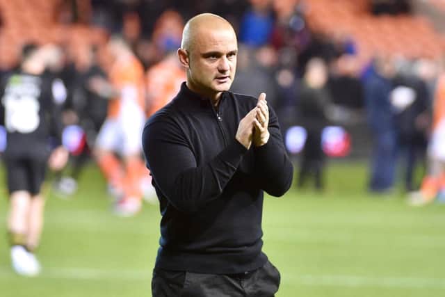 Shaun Maloney thanks the travelling fans for their support at Blackpool