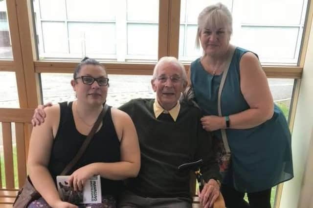 Sue Aspinall with her dad who died from asbestos disease in 2019.