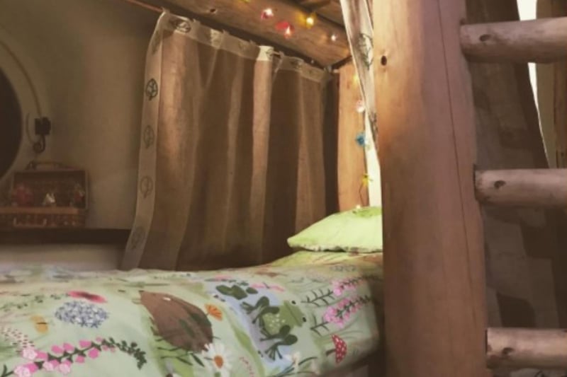 Bunk beds offer a quirky place to sleep on comfy bamboo mattresses.