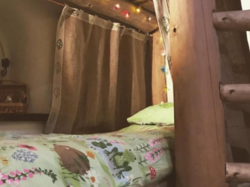 Bunk beds offer a quirky place to sleep on comfy bamboo mattresses.