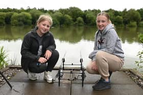 Young anglers Madison Whitham, 11, and sister Melissa Whitham,13.