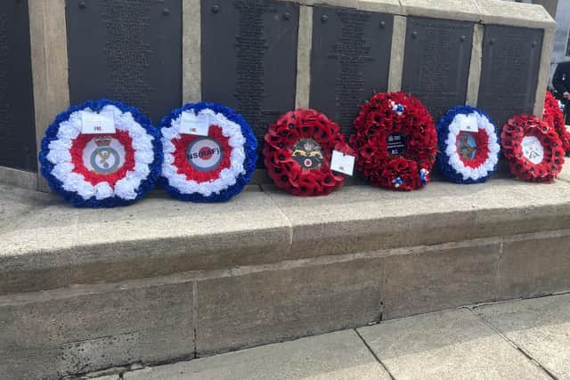 Wreaths were laid around the cenotaph