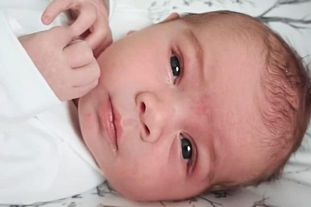 Baby Bobby Kane Eason-Brooke, born 9.57pm on 6th April, weighing 9lb 2oz.