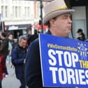 The protest was one of more than 30 events taking place in Britain – plus two in Spain – on what was dubbed a “Day for Rejoin”. Pictured here is Steve Bray.