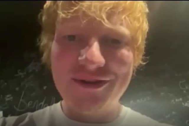 Ed Sheeran in his video of support to the students of Shevington High School