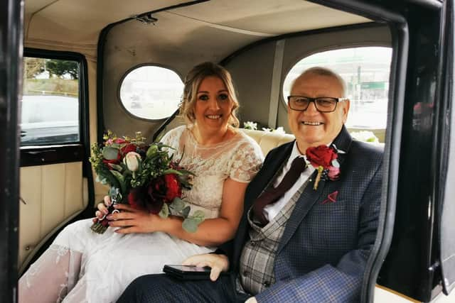 Terry Berry with daughter Carla on her wedding day