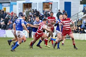 Tom Forber went over for a try in the recent pre-season game against Barrow Raiders (Credit: Darren Greenhalgh)