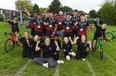 Pupils from Platt Bridge Community School take part in challenge, running and cycling on static bikes, joined by members of Team VOCA (from VOCA Fire Protection, based in Ashton-in-Makerfield) to show support for their Wigan to Paris charity challenge.